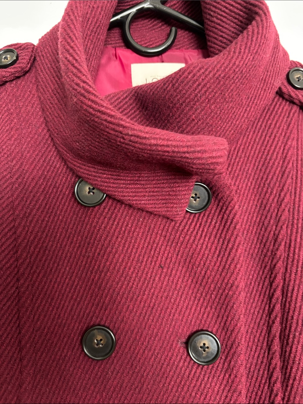 LOFT Double-Breasted Peacoat in Raspberry - Picture 2 of 9